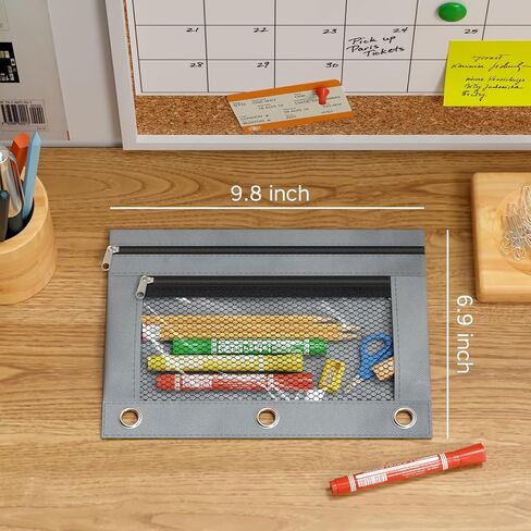 2 Pack Pencil Pouch for 3 Ring Binder,Binder Pencil Pouch with Zipper,Double Pocket Pencil Case with Clear Window,Big Capacity Pencil Bags for Office School Supplies (Pink&Light Blue) in Saudi Arabia