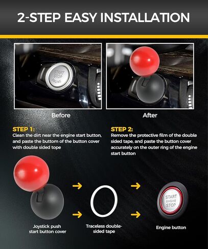 Car One-Button Start Lever,Push to Start Button Rocker,Car Accessories Automotive One Button Start Lever,Car Engine Start Stop Button Decorative Ball-Bar,Push Start Button Cover for Cars (Red) in Saudi Arabia