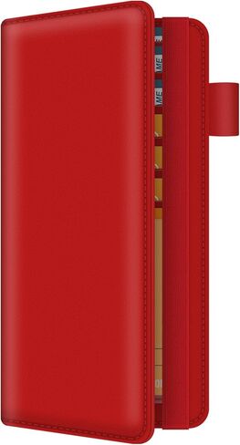 غطاء دفتر شيكات bvya للرجال والنساء مع حجب RFID، محافظ رفيعة مع حامل دفتر شيكات من الجلد المطبوع الفاخر مع حامل قلم ومقسم بلاستيكي شفاف مدمج للشيكات المكررة (أحمر) in Kuwait