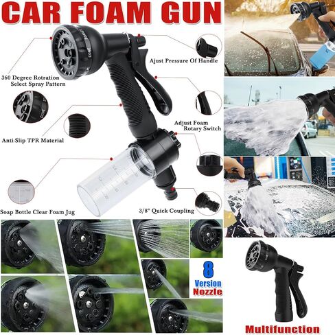 52PCS Car Wash Kit,Car Cleaning Kit with Foam Gun Sprayer High Power Handheld Vacuum Drill Brush, Car Wheel Brush for Car Cleaning Supplies Complete Interior Exterior Car Detailing kit Black in Saudi Arabia