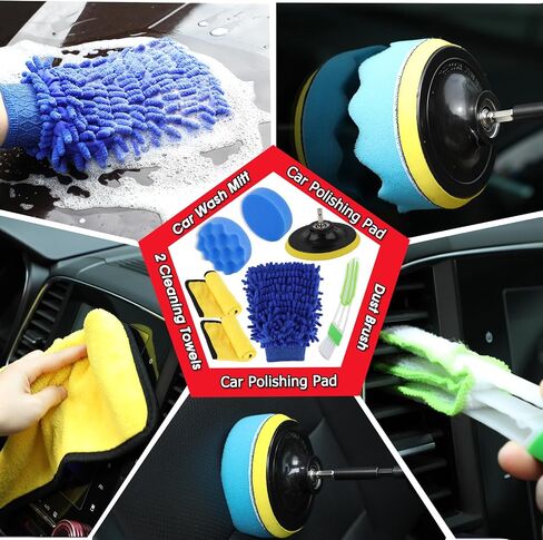 52PCS Car Wash Kit,Car Cleaning Kit with Foam Gun Sprayer High Power Handheld Vacuum Drill Brush, Car Wheel Brush for Car Cleaning Supplies Complete Interior Exterior Car Detailing kit Black in Saudi Arabia