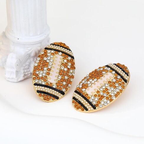 Football Earrings for Women, Pave Rhinestones Football Mom Trio Dangle Earrings, Sports Lover Touchdown Drop Earrings, Football Team Gifts for Women Jewelry in Saudi Arabia