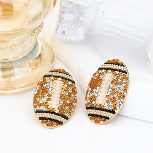 Football Earrings for Women, Pave Rhinestones Football Mom Trio Dangle Earrings, Sports Lover Touchdown Drop Earrings, Football Team Gifts for Women Jewelry in Saudi Arabia