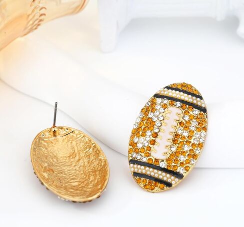Football Earrings for Women, Pave Rhinestones Football Mom Trio Dangle Earrings, Sports Lover Touchdown Drop Earrings, Football Team Gifts for Women Jewelry in Saudi Arabia