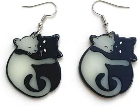Acrylic Cat Glow In The Dark Earrings for Women Cute Cat Dangle Dangling Earring jewelry in Saudi Arabia