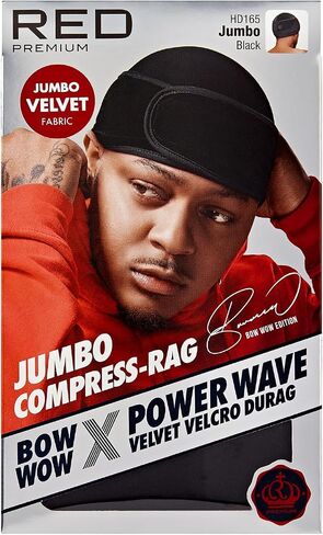 Red Premium Bow Wow Power Wave Compression Durag (Velvet) Snag free closure on each straps, Ultimate compression for 360 Waves for Men, Finger waves for women in Kuwait