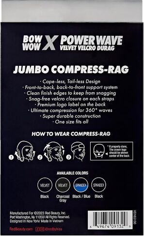 Red Premium Bow Wow Power Wave Compression Durag (Velvet) Snag free closure on each straps, Ultimate compression for 360 Waves for Men, Finger waves for women in Kuwait