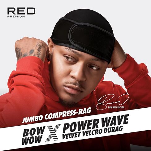 Red Premium Bow Wow Power Wave Compression Durag (Velvet) Snag free closure on each straps, Ultimate compression for 360 Waves for Men, Finger waves for women in Kuwait