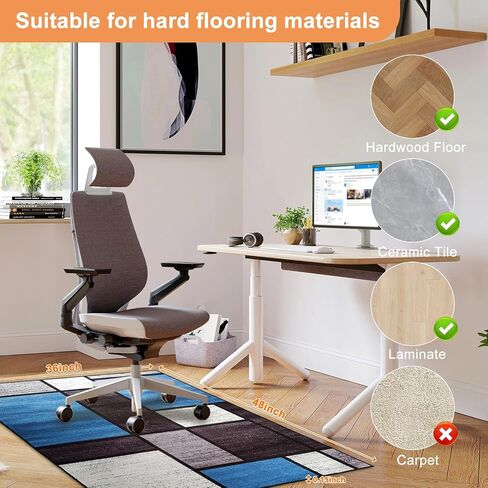 Office Chair Mat for Hardwood and Tile Floors, 36"x48" Desk Chair Mat for Carpet, Anti-Slip Computer Chair Mat Low Pile Carpet Chair Mats for Rolling Computer Chair in Saudi Arabia