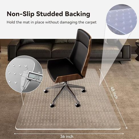 Office Chair Mat for Carpet Floor, Slip Resistant Heavy Duty Under Desk Protector Carpeted Floors Mats, Rolling Computer Mats with Studs for Home and Office Low Pile Carpets 36"X48" Chair Mat in Saudi Arabia