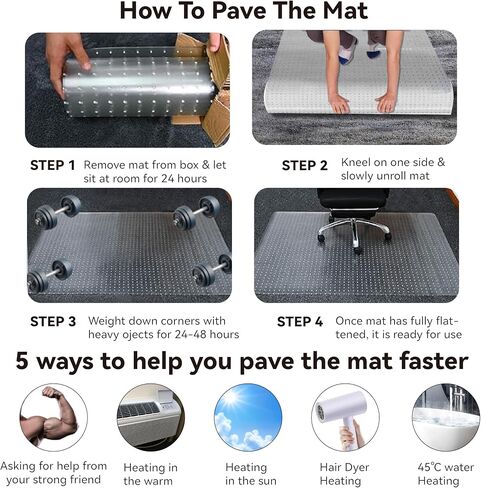 Office Chair Mat for Carpet Floor, Slip Resistant Heavy Duty Under Desk Protector Carpeted Floors Mats, Rolling Computer Mats with Studs for Home and Office Low Pile Carpets 36"X48" Chair Mat in Saudi Arabia