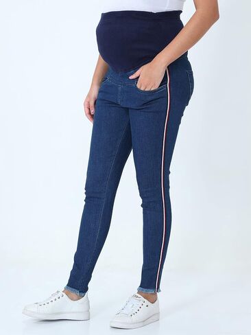 جينز الأمومة من The Mom Store مع دعم للبطن، والضيق، وملصق على الجانبين، والجينز، قبل الحمل وبعده in Saudi Arabia