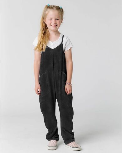 Girls' Casual Sleeveless Jumpsuits Spaghetti Strap Loose Overalls Pants Casual Long Jumper Romper with Pockets 8-12 in Saudi Arabia