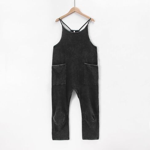 Girls' Casual Sleeveless Jumpsuits Spaghetti Strap Loose Overalls Pants Casual Long Jumper Romper with Pockets 8-12 in Saudi Arabia