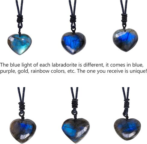 Natural Labradorite Crystal NecklacePendant Necklace Moonstone Healing Stone Pendant With Hand-Woven Rope For unisex in Saudi Arabia