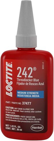 LOCTITE 242 Threadlocker for Automotive: High-Temp, Medium-Strength, Anaerobic, All Purpose TYPICAL APPLICATIONS, Works on all Metals| Blue, 36 ml Bottle (PN: 37477 - 492140) in Saudi Arabia