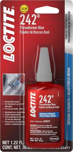 LOCTITE 242 Threadlocker for Automotive: High-Temp, Medium-Strength, Anaerobic, All Purpose TYPICAL APPLICATIONS, Works on all Metals| Blue, 36 ml Bottle (PN: 37477 - 492140) in Saudi Arabia