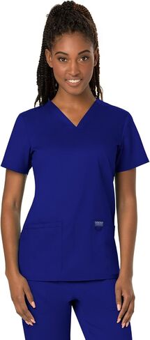 Cherokee Scrub Set For Women Modern Classic Fit 3 Pockets V-Neck Top WW620 with 5 Pockets Moderate Flare Leg Pant WW120, Galaxy Blue - M Top/M Pant in Saudi Arabia
