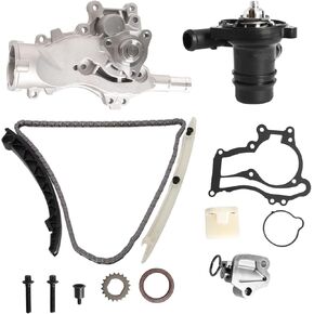 Timing Chain Kit with Water Pump & Thermostat Camshaft Tensioner Fit for Chevy Sonic Cruze Buick 2011-2015 1.4L L4# 22HP47N, 55565336, AW6662