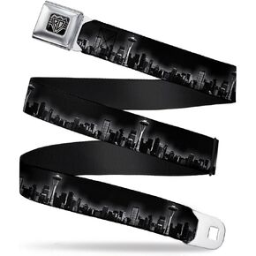 Buckle-Down Seatbelt Belt - Seattle Vivid Skyline Black/White - 1.0" Wide - 20-36 Inches in Length