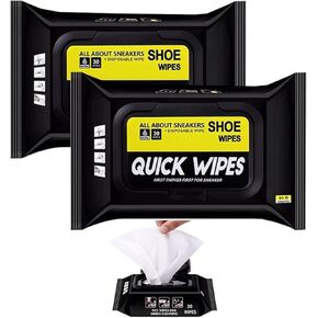 Nesta - Pack of 2 Shoe Sneaker Wipes Cleaner Quick Wipes Disposable Travel Portable Removes Dirt, Stains-Premium Quality 30 Pcs in each pack, 5.1