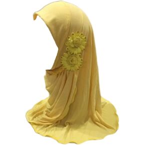 2-6 Years Old Girls Muslim Hijab with 6 Flowers Islamic Arab Headscarf Sand and Sun Protection Scarf Shawls