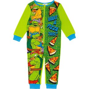 Teenage Mutant Ninja Turtles Boys Onesie | Kids All in One Sleepsuit Pyjamas | Want a Pizza This? PJs | TMNT Nightwear Pajama