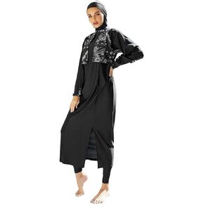 OBEEII Burkini Swimsuits for Women Full Coverage Long Sleeve Muslim Islamic Swimwear Burkini Bathing Suit with Hijab