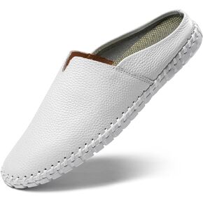 Men’s Slip-On Loafers Mules Clog Handmade Leather Slippers Hand Stitched no-Heel Casual Shoes for Men Breathable Comfortable Soft