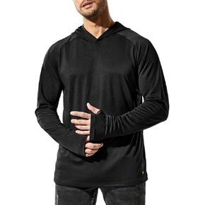 MIER Men's UPF 50+ Sun Protection Hoodie Long Sleeve SPF Fishing Hiking Running Thumbhole Shirts Hooded Quick Dry Lightweight