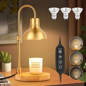 Candle Warmer Lamp with Timer & Dimmer, Adjustable Height Electric Candle Warmer with 3 Bulbs,Compatible with All Size Scented Candles, Wax Melt Warmer for Bedroom,Home Decor House Warming Gifts（8）