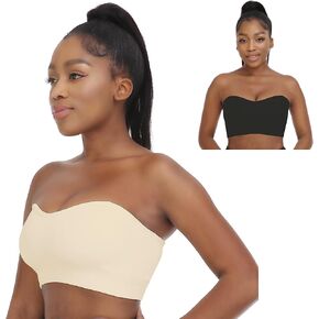 Zimcti Women's Strapless Bra Comfortable Non-Slip Silicone Bandeau Bra Seamless Tube to Bra