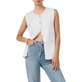 Yousify Womens Sweater Vest Sleeveless Button Down Round Neck Knitted Tank Tops Casual Cardigan for Women