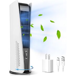 10000mAh Tower Fan for Bedroom,Quiet Floor Fan,180° Oscillating Bladeless Fan,Portable Fan with 3 Speeds, Timer, Night Light, LED Display,Rechargeable Desk Fan for Home Office