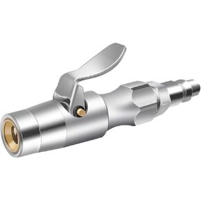 Locking Air Chuck, Heavy Duty Two Steel Jaws Lock on Air Chuck for Any Schrader Valve Tires-No Air Leakage, Rated to 150 PSI-1/4 NPT Fitting Included - Closed Flow