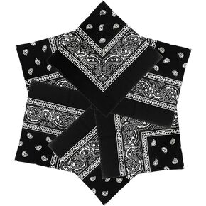 6 PCS 100% Cotton Bandanas 22" x 22" for Men & Women Paisley Handkerchief Headband Scarf Bandana