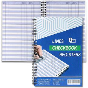 Checkbook Register, Check Registers for Personal, Accounting Ledger Book Personal Budget Planner and Money Log Book for Business and Bank Accounts Business Ledger Book with Duplicate Checks Blue