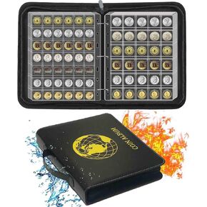 576 Pockets Coin Collection Album Book Holder for Collectors, 2 Size Coin Collecting Pages Fireproof Coin Collecting Album for 17/20/23/25/27/30mm Coins
