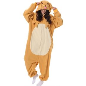 Adult Golden Retriever Dog Costume Pajamas Cosplay Animal Halloween Unisex Sleepwear Jumpsuit Homewear for Men Women