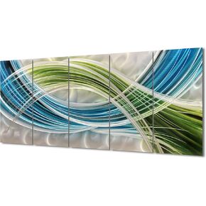 Yihui Arts Abstrct Colorful Metal Wall Art Handcrafted Sculpture Decor 3D Aluminum Art for Modern and Contemporary Home Living Room Bedroom Decor