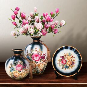 Modern Ceramic Vase Set of 3, Handmade Decorative Home Accessories Flower Vases for Centerpieces Living Room Farmhouse Table Boho Décor, Black White