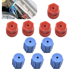 10 PCS Car A/C Seal Cover, Vehicle Air Conditioning Service Port Parts, Portable Design, Wear-resistant Performance, Universal Automotive AC System Accessories for Truck SUV Car (Multicolored)