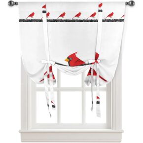Curtains Balloon Window Shade Christmas Black and White Stripe Rustic Farmhouse Style Countryside Rod Pocket Curtain Adjustable Tie Up Short Curtains for Small Windows Kitchen,1 PCS 34 x45 inch