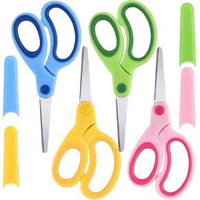 LovesTown 4 Pairs Kid Scissors with Cover, Blunt Tip Scissors Craft Scissors for School DIY Projects in Kuwait