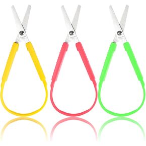 LovesTown 3 Pairs Mini Loop Scissors, Adaptive Design Scissors Colorful Grip Scissors Right and Lefty Support for Kids Special Needs in Saudi Arabia