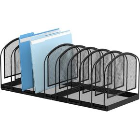 SUPEASY 9 Section Mesh File Organizer For Desk, Upright Desk Folder Organizer File Sorter Office Organization File Holder for Home, Office & Classroom, Black