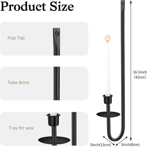 مجموعة حامل شموع معدنية للحائط مكونة من 2، حامل شموع على الحائط، شمعدانات حائط حديثة باللون الأسود غير اللامع معلقة للمدفأة والممر وغرفة المعيشة ودرج المزرعة وديكور الحائط والزفاف in Saudi Arabia