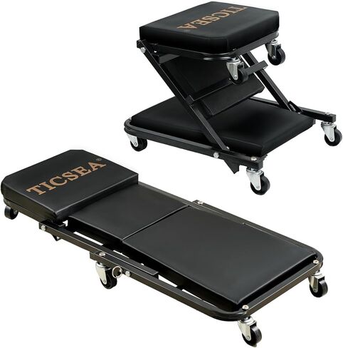مقعد زاحف ميكانيكي 36 بوصة على شكل حرف Z 2 في 1 قابل للطي بسعة 300 رطل، زاحف منخفض مع 6 قطع عجلات in Kuwait