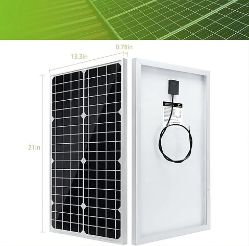 مجموعة الألواح الشمسية Topsolar 20 وات 12 فولت أحادية البلورية مع جهاز تحكم بالشحن الشمسي 10 أمبير + كابل تمديد مع مشابك بطارية ومحطة دائرية لنظام RV Marine Boat خارج الشبكة in Kuwait