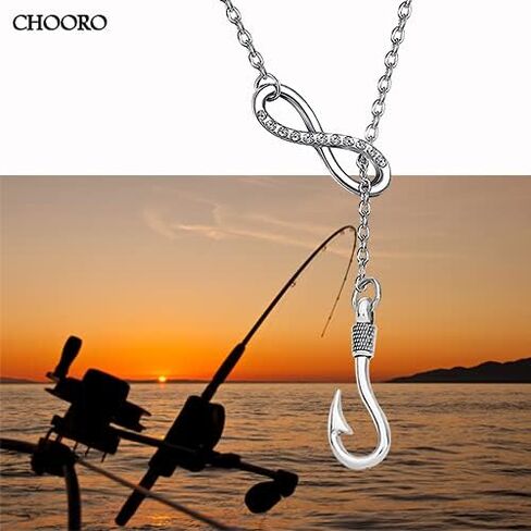 CHOORO Fish Hook Necklace Fishing Hook Pendant Jewelry Fishing Girlfriend Gift for Girlfriend Jewelry Gifts Womens Necklace Fish Hook For Her in Saudi Arabia
